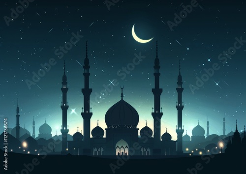 Mosque Under a Starry Sky photo