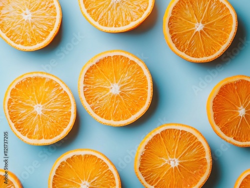 Orange Slices on a Blue Background