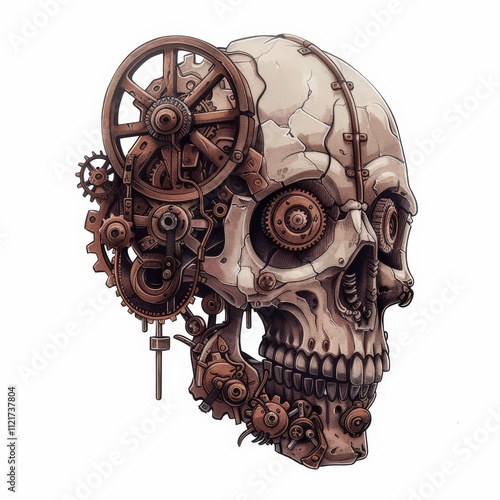 Steampunk Skull with Cogs and Gears