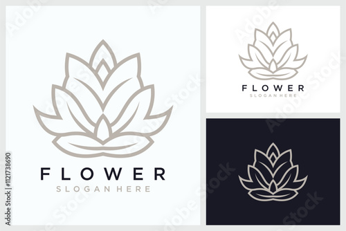 Abstract Luxury Flower Line Art Logo, Abstract Luxury Flower Line Art Vector
