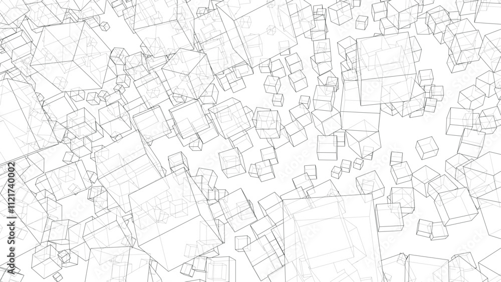 Wireframe Boxes. Sketch style Wireframe Boxes. Sketch style