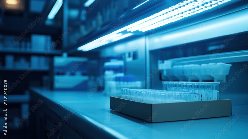 Fototapeta premium Laboratory Test Tubes Under UV Light