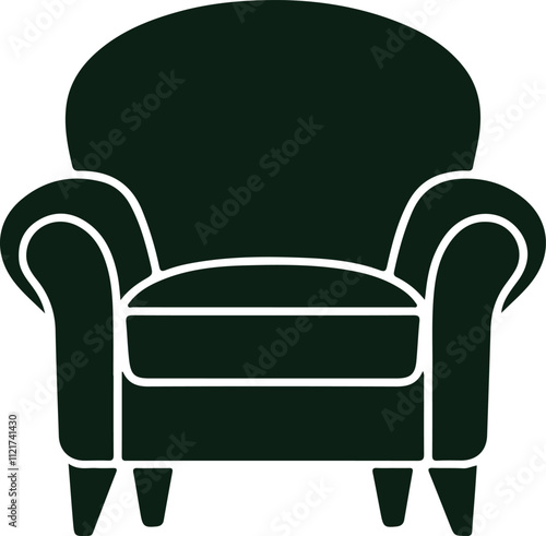 comfortable armchair isolated icon vector illustration design  black and white