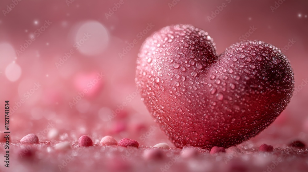 Obraz premium Pink heart on pink rose petals perfect for Valentines Day cards, romantic messages, or love themed designs with soft, elegant backgrounds
