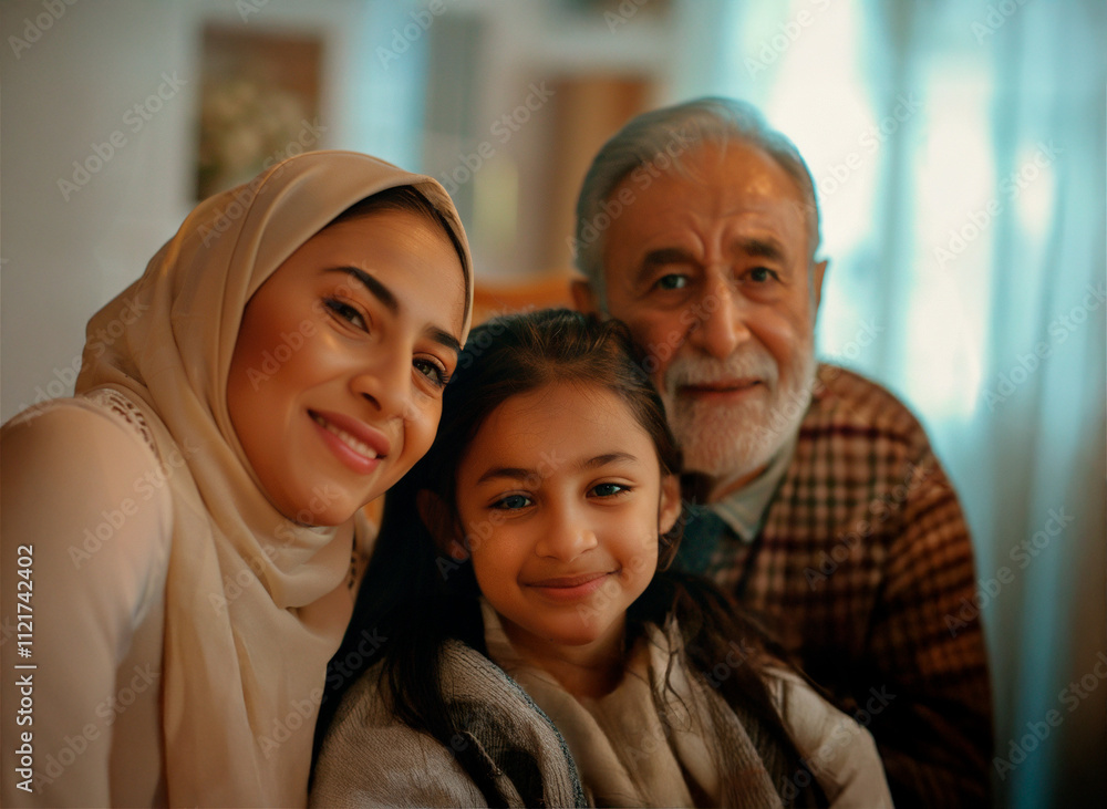 AI-generated photo with a happy smiling Arab family. Middle Eastern family portrait AI-generated photo with a happy smiling Arab family. Middle Eastern family portrait