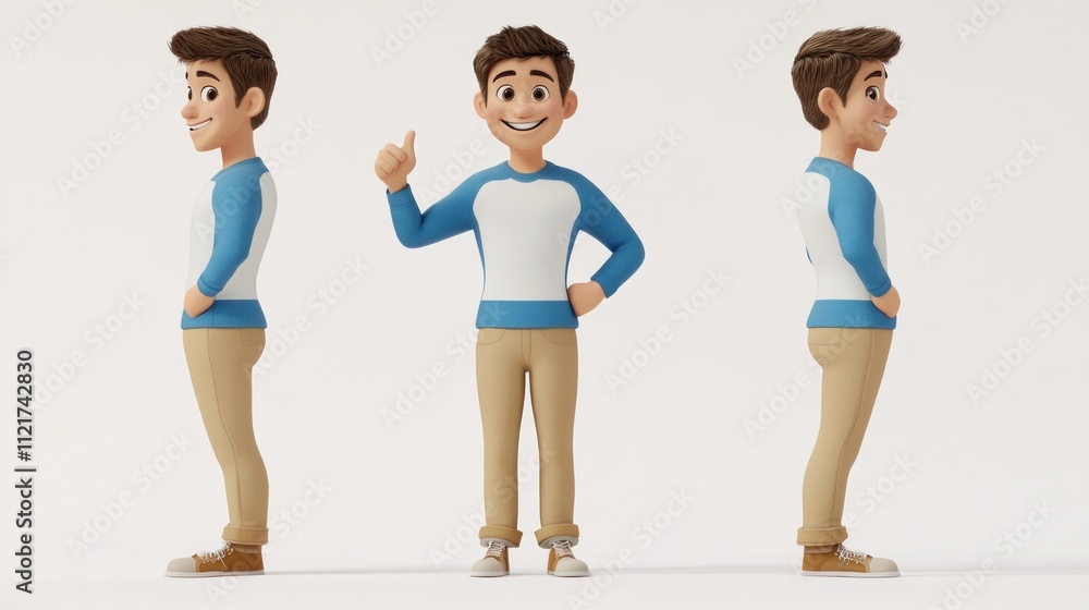 Naklejka premium Cartoon 3D Man in Various Poses