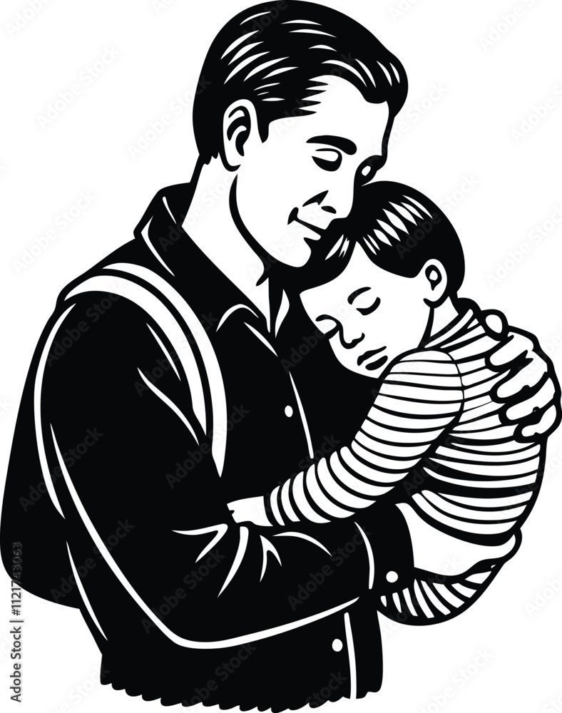 Happy Father's Day Silhouette Vector Illustration | Heartfelt Design for Celebrations.this illustration captures the spirit of love and appreciation for fathers Happy Father's Day Silhouette Vector Illustration | Heartfelt Design for Celebrations.this illustration captures the spirit of love and appreciation for fathers