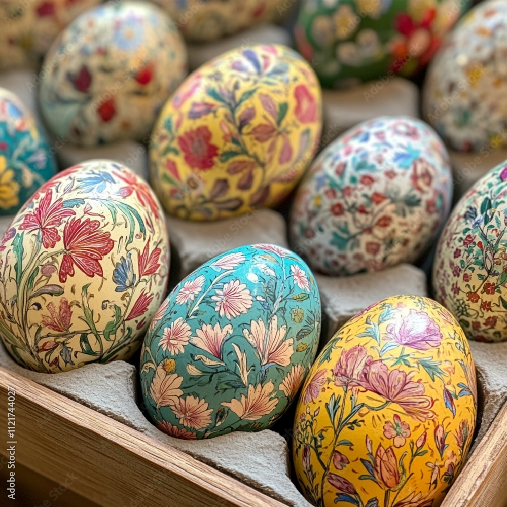 Easter eggs wuth ploral ornement painting decorative art design festive photo Easter eggs wuth ploral ornement painting decorative art design festive photo