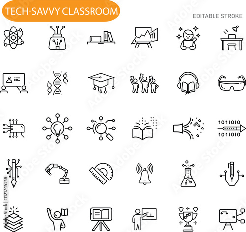 TechSavvy Classroom Education Icons, Technology, Learning, Innovation