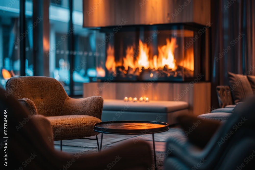 Cozy Fireplace in Modern Lounge Cozy Fireplace in Modern Lounge