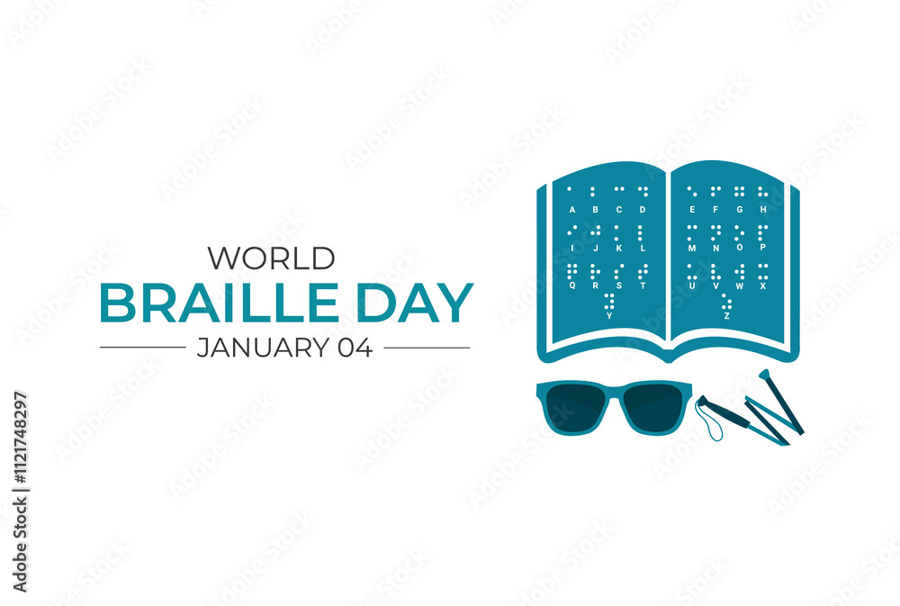 World Braille Day. 4 January. Template for background with banner, poster and card. vector illustration. Flat design. jpeg format. World Braille Day. 4 January. Template for background with banner, poster and card. vector illustration. Flat design. jpeg format.