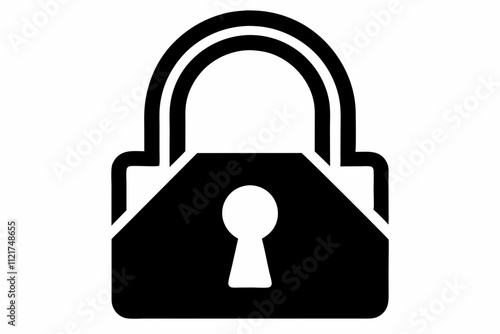 Lock and unlock icons: black, white, simple. Set of close and open locks ,a basic padlock silhouette icon vector ,Padlock, lock line icon isolated on white background.