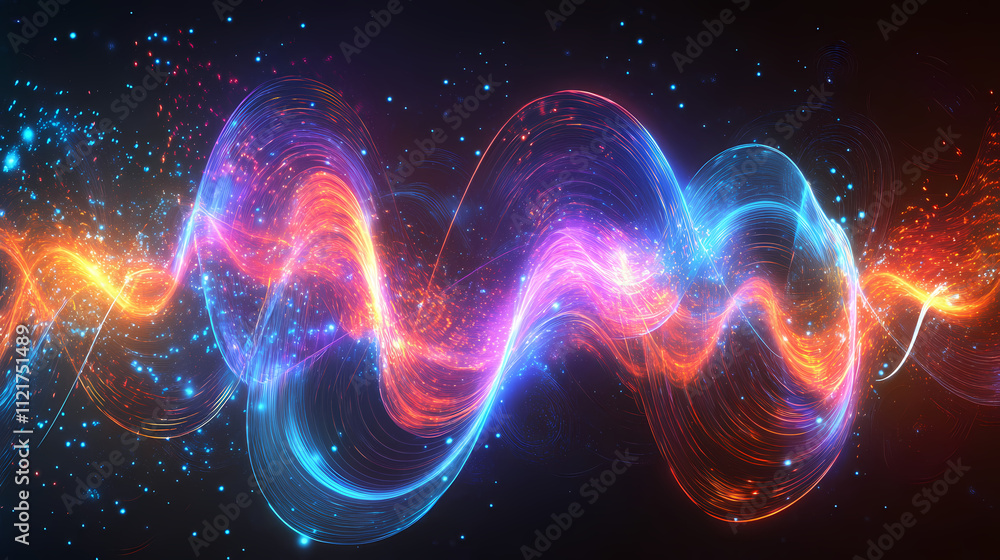 Fototapeta premium Particle wave pattern. Harmonic. Illustration