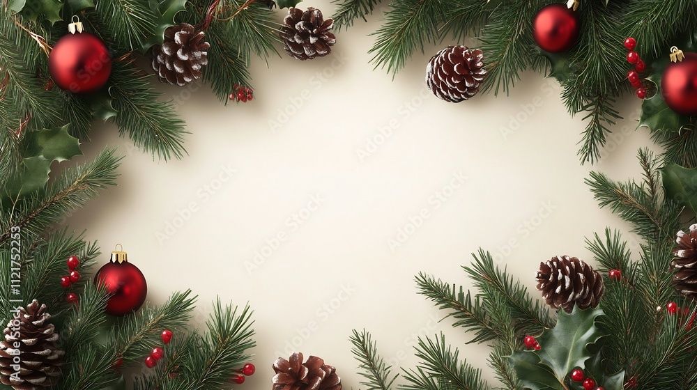 Decorated Christmas Banner Card with Clear Space for Text Decorated Christmas Banner Card with Clear Space for Text