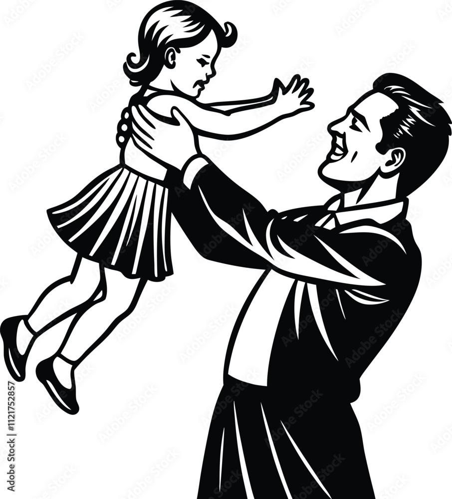 Fototapeta premium Celebrate Father’s Day with this elegant silhouette vector illustration. Featuring a heartfelt and timeless design, this illustration captures the spirit of love and appreciation for fathers