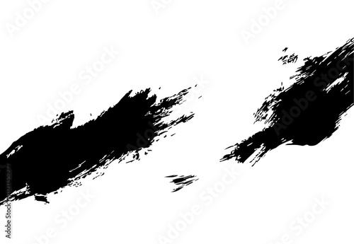 Paint stroke brush, line or texture set on white background.