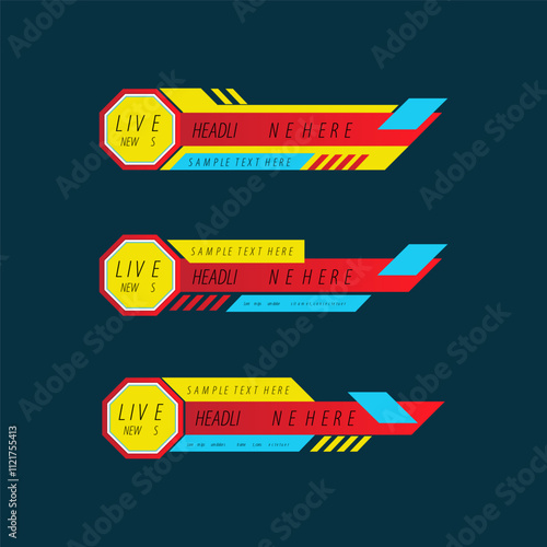 lower third abstract banner set geometric shape template