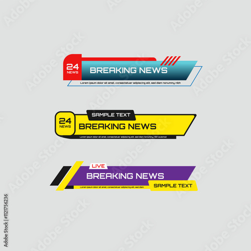 lower third abstract banner set geometric shape template