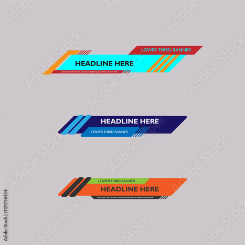 lower third abstract banner set geometric shape template