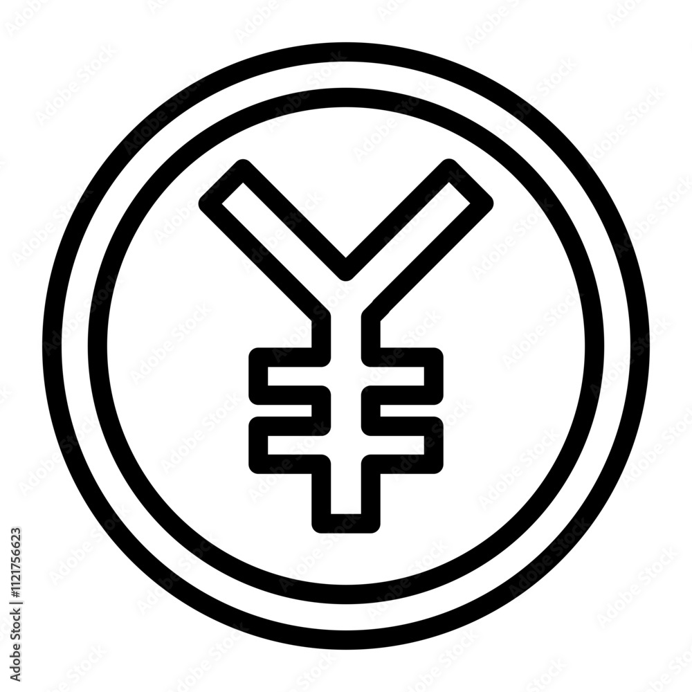 Fototapeta premium Yen Sign Vector Line Icon Design