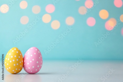 Soft and Bright Easter Egg Backdrop with Cheerful Pastel Colors and Intricate Details photo