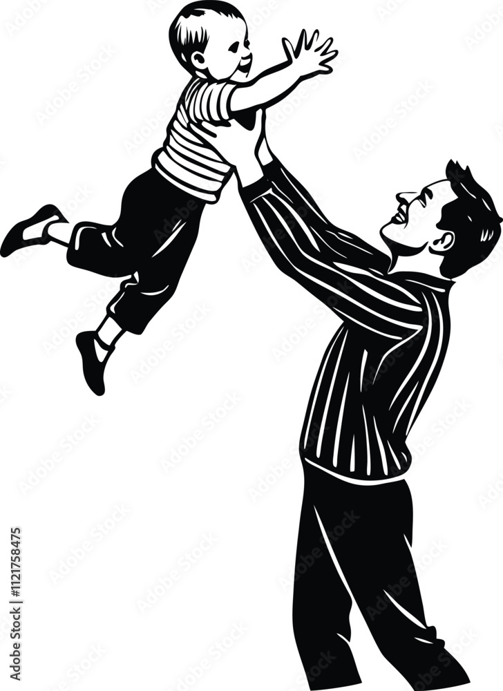 Fototapeta premium Happy Father's Day Silhouette Vector Illustration | Heartfelt Design for Celebrations