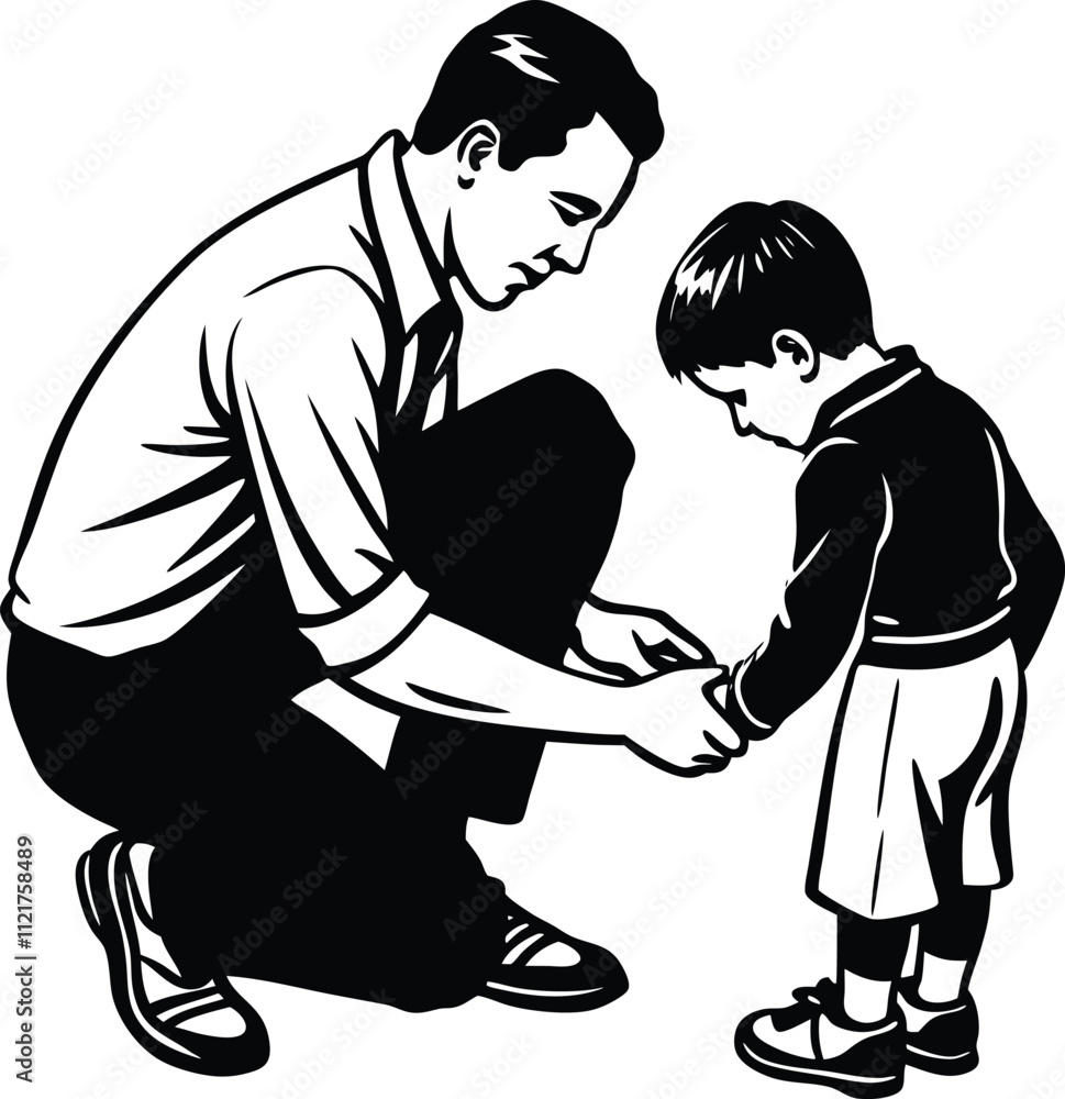 Happy Father's Day Silhouette Vector Illustration | Heartfelt Design for Celebrations Happy Father's Day Silhouette Vector Illustration | Heartfelt Design for Celebrations