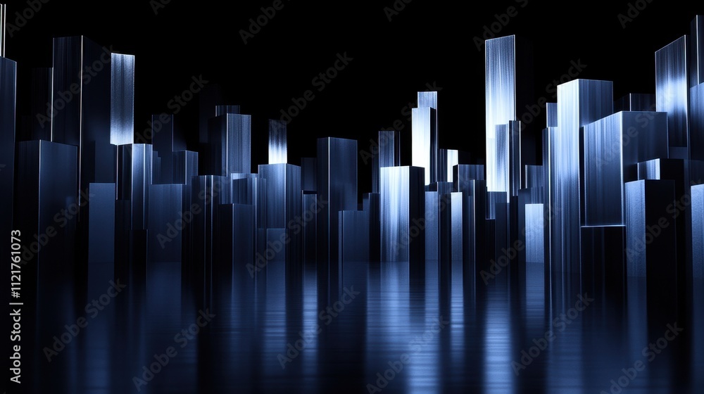 Futuristic Cityscape in Shades of Blue and Black Futuristic Cityscape in Shades of Blue and Black