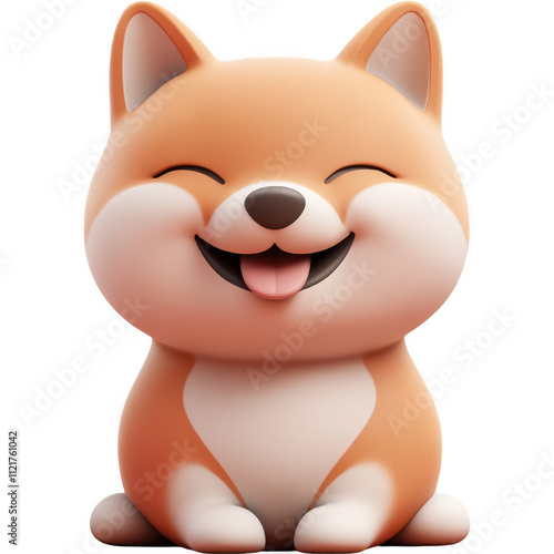 Cute Animated Orange Fox Character with Wide Smile and Sparkling Eyes