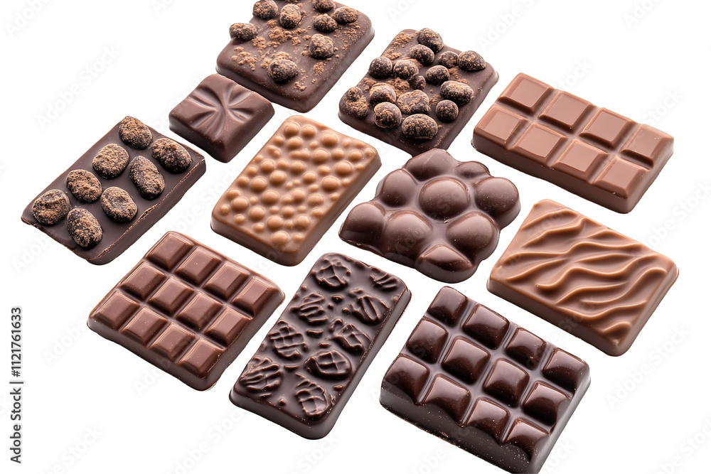 A collection of chocolate bars with different shapes and designs. on transparent background. A collection of chocolate bars with different shapes and designs. on transparent background.