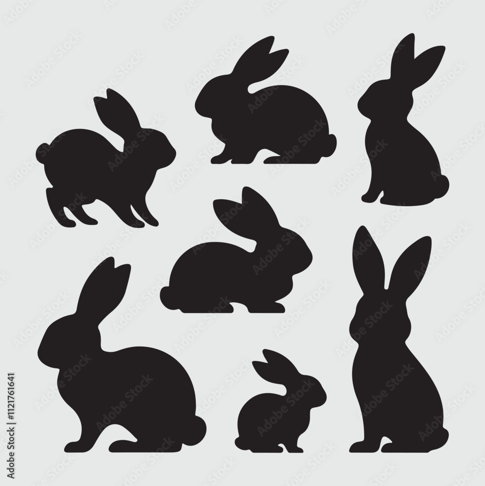 A black rabbit silhouette vector illustration design in white background. A black rabbit silhouette vector illustration design in white background.