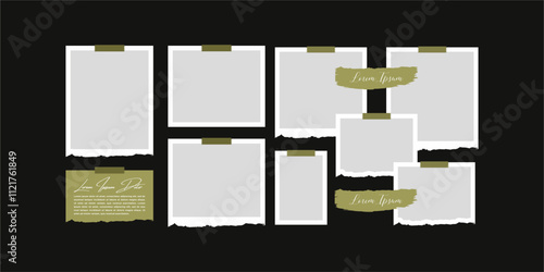 Pictures or photos frame collage. comics page grid layout abstract photo frames and digital photo wall template