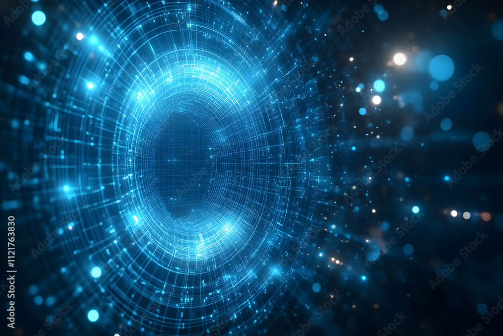 Abstract 3D Blue Grid Tunnel Background Abstract 3D Blue Grid Tunnel Background