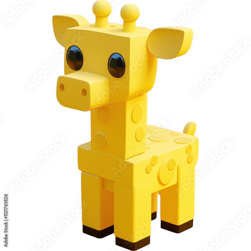 Vibrant Yellow Giraffe Model with Cartoonish Style