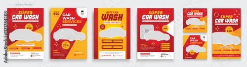Car wash and Automotive ads promotion flyer bundle, car wash social media post set template, car wash promotion story, car square templates