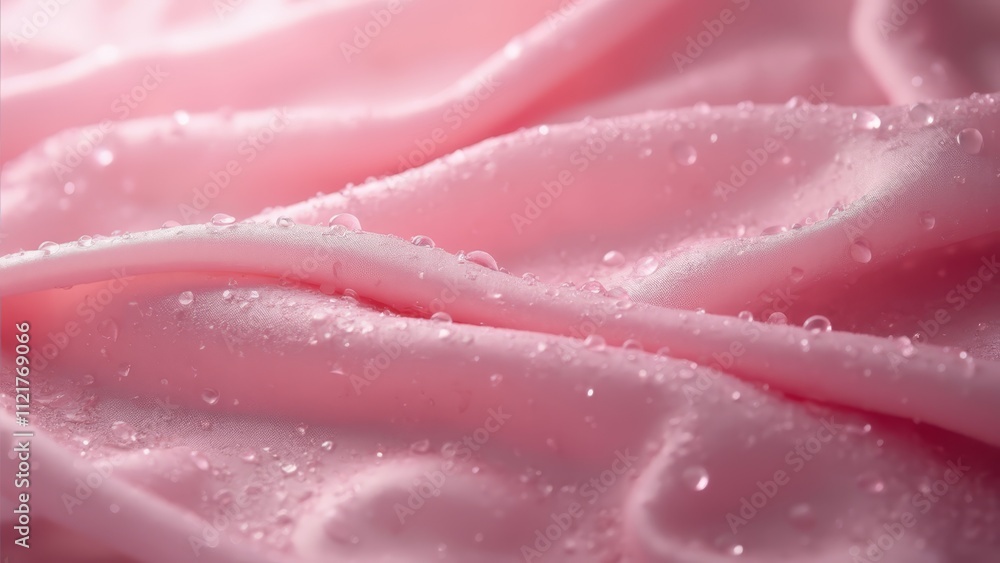 A close up of a pink fabric with water droplets A close up of a pink fabric with water droplets