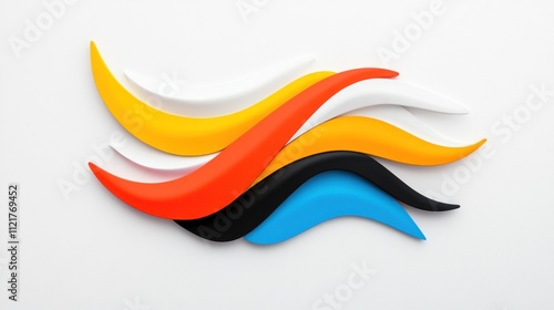 Abstract design featuring colorful wave-like shapes on a white background. Free Download Abstract design featuring colorful wave-like shapes on a white background. - GFXLoad