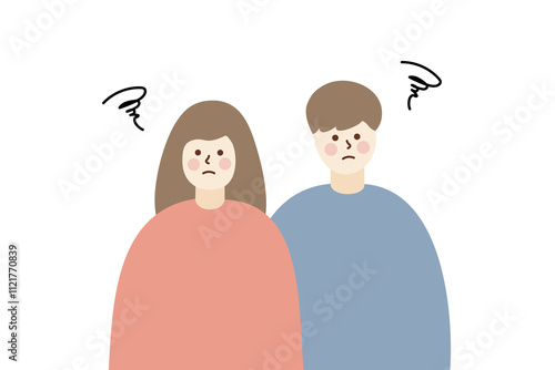 Angry couple in bad mood having argument. Relationship, dating, negative communication, conflicts, disagreements concept. Flat people character vector isolated illustrations.