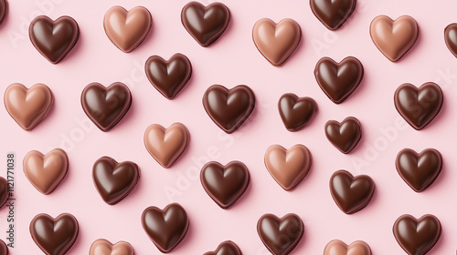 chocolate hearts in a pink background