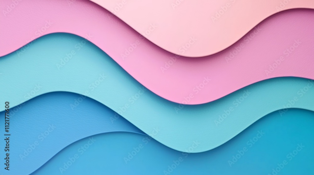 Obraz premium A vibrant, layered design featuring flowing waves of pastel colors, creating a soothing and modern visual effect.
