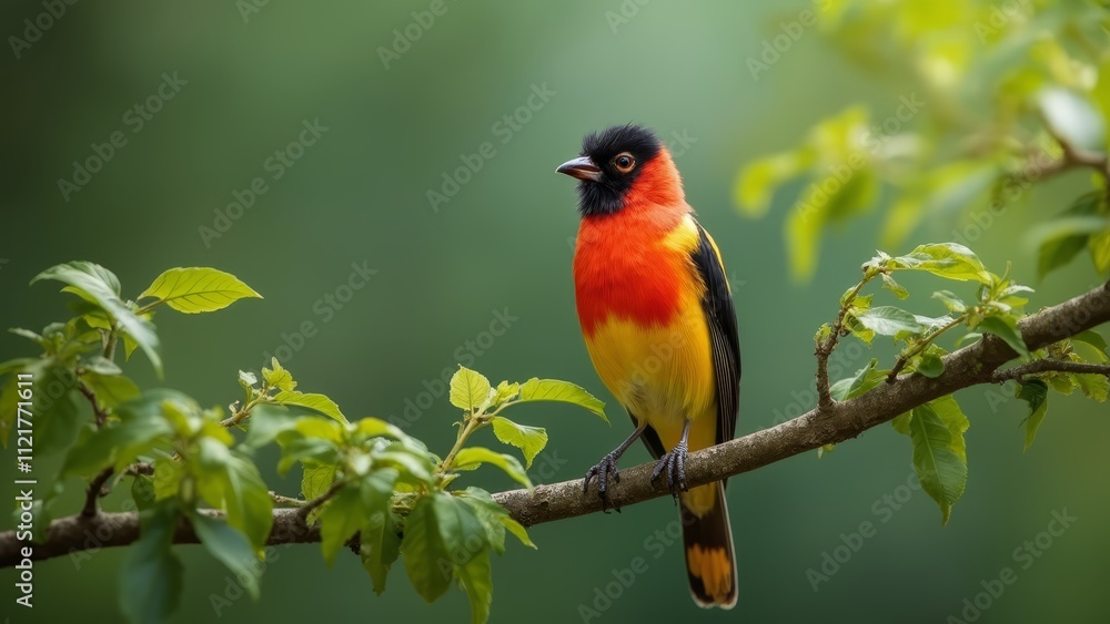 A colorful bird sitting on a branch of a tree A colorful bird sitting on a branch of a tree