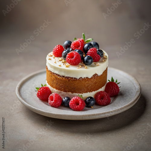  beautiful gourmet small cake on a white background, without a plate 