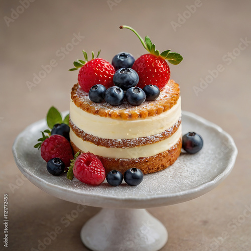  beautiful gourmet small cake on a white background, without a plate 