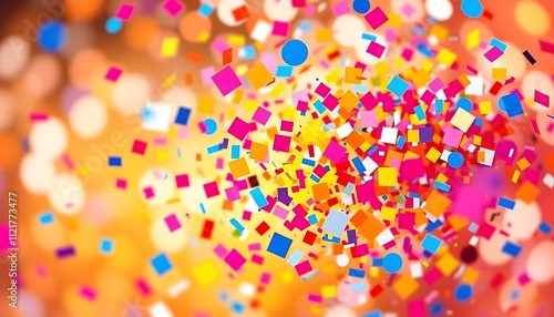 Confetti Explosion. Bold Shapes and Dreamy Bokeh Effect