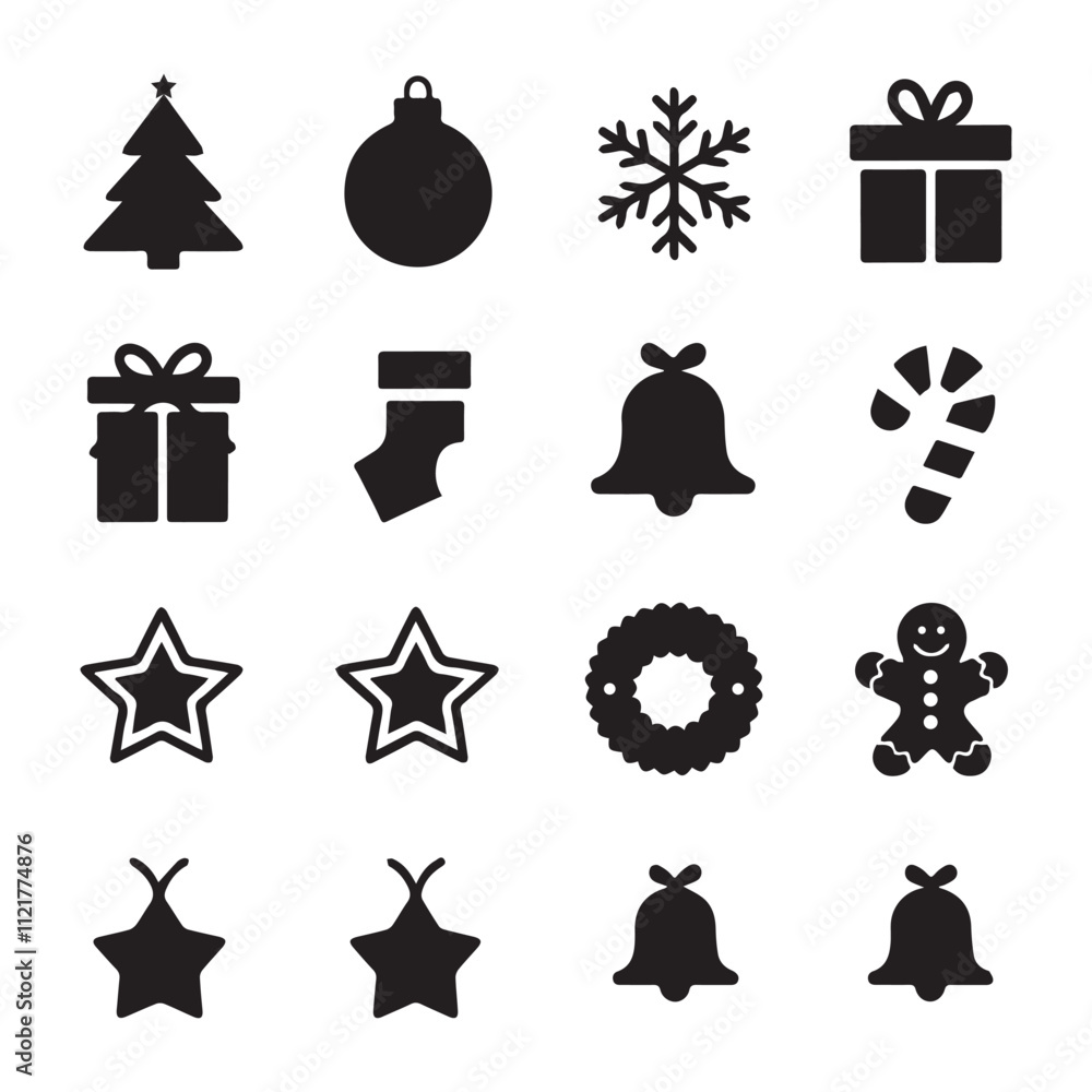 Merry christmas silhouette vector elements in white background. Merry christmas silhouette vector elements in white background.