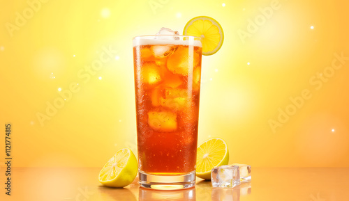 Artistic illustration of Long Island Iced Tea with lemon accents