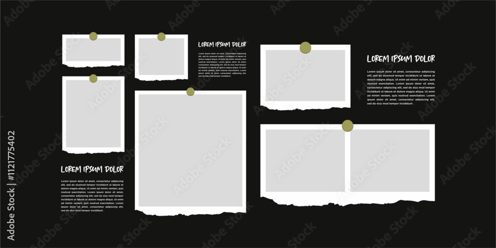 Fototapeta premium Pictures or photos frame collage. comics page grid layout abstract photo frames and digital photo wall template