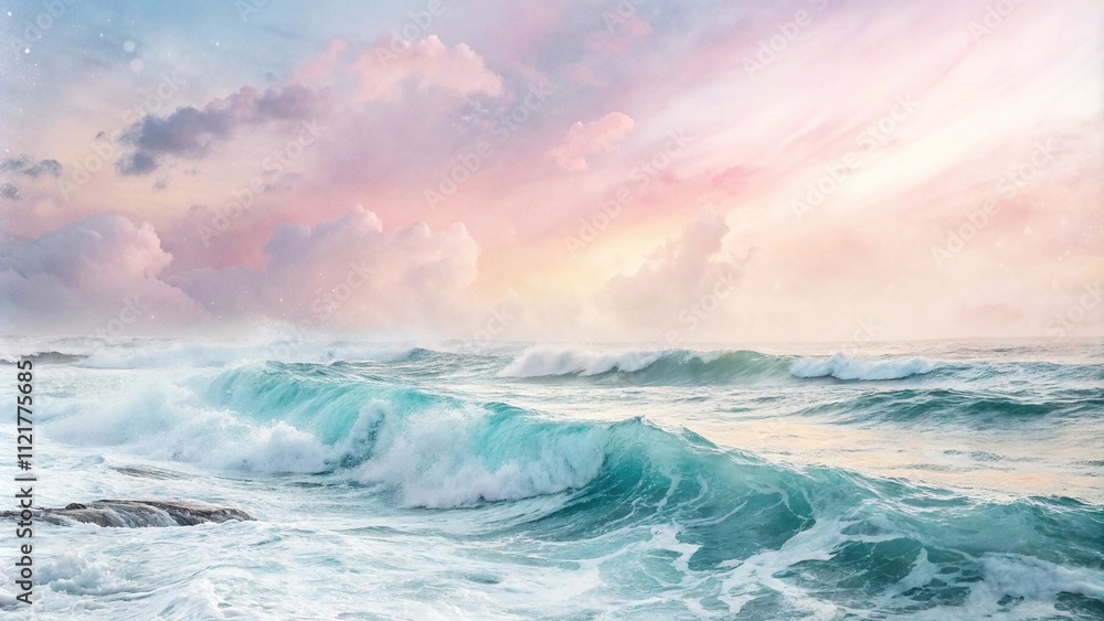 Fototapeta premium dreamy abstract watercolour background, translucent, abstract art, subtle shimmer, liquid texture, surreal