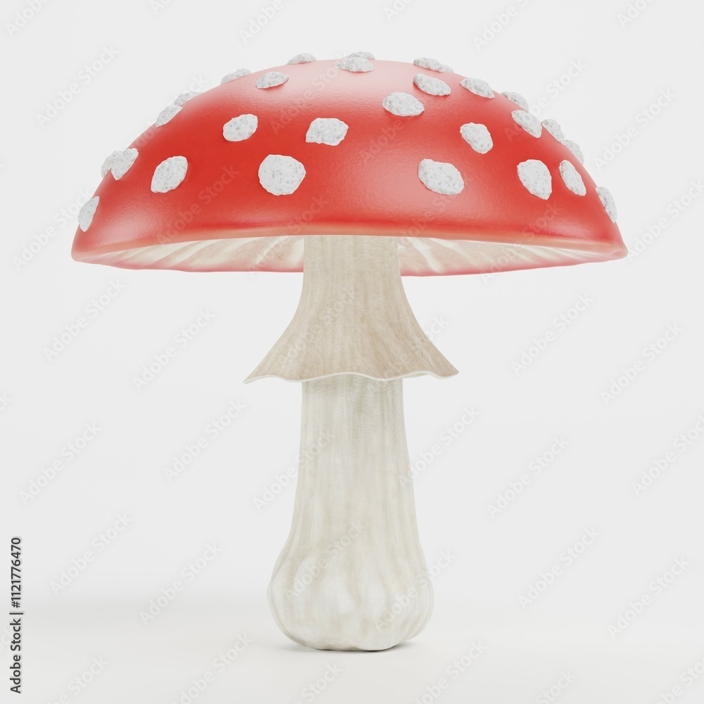 Realistic 3D Render of Fly Agaric Mushroom Realistic 3D Render of Fly Agaric Mushroom