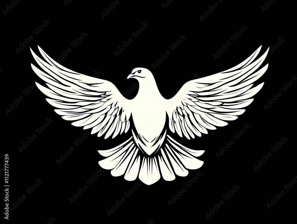 Obraz premium White Dove Illustration: Wings Spread